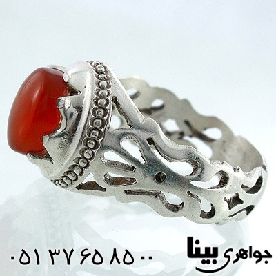 انگشتر عقیق یمنی مردانه رکاب اسلیمی