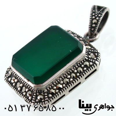 گردنبند عقیق سبز مارکازیت زنانه