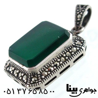 گردنبند عقیق سبز مارکازیت زنانه