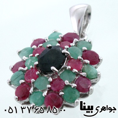 گردنبند چند جواهر زمرد و یاقوت زنانه درشت