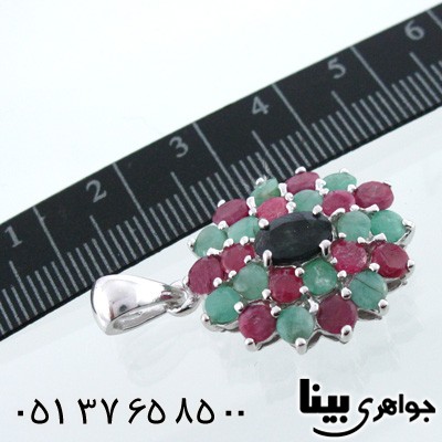 گردنبند چند جواهر زمرد و یاقوت زنانه درشت