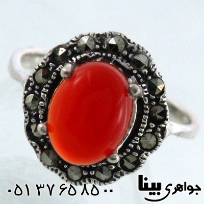 انگشتر عقیق یمنی زنانه بیضی پهن