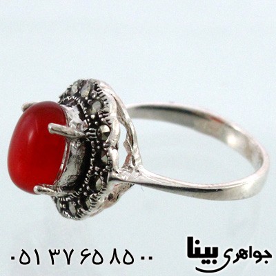 انگشتر عقیق یمنی زنانه بیضی پهن