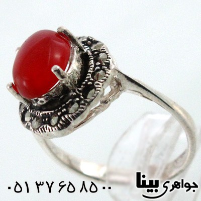 انگشتر عقیق یمنی زنانه بیضی پهن