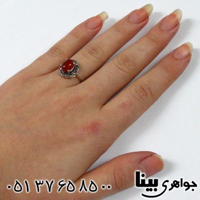 انگشتر عقیق یمنی زنانه بیضی پهن