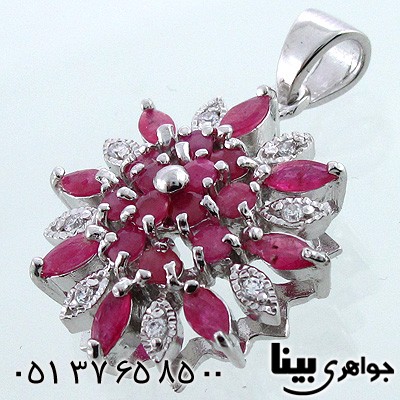 گردنبند یاقوت سرخ زنانه طرح شمسه