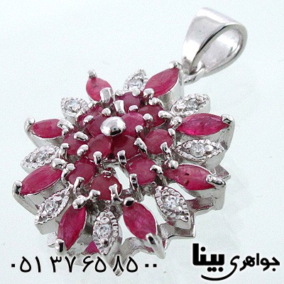 گردنبند یاقوت سرخ زنانه طرح شمسه