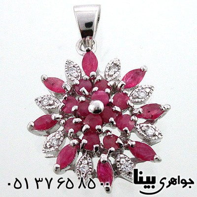 گردنبند یاقوت سرخ زنانه طرح شمسه