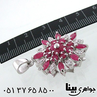 گردنبند یاقوت سرخ زنانه طرح شمسه