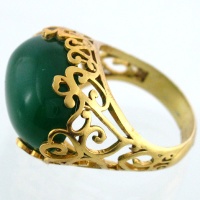 انگشتر جید سبز زنانه طرح زیر خاکی درشت گلستان