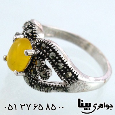 انگشتر عقیق شرف الشمس زنانه بیضی گلبرگ
