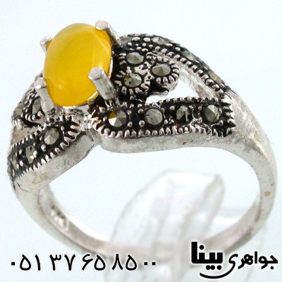 انگشتر عقیق شرف الشمس زنانه بیضی گلبرگ