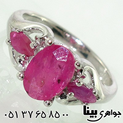انگشتر یاقوت سرخ زنانه سه نگین