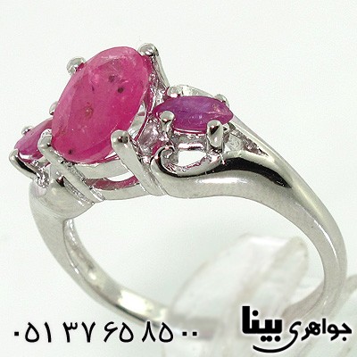انگشتر یاقوت سرخ زنانه سه نگین