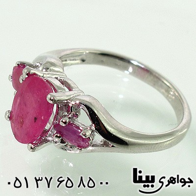 انگشتر یاقوت سرخ زنانه سه نگین