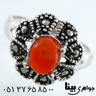 انگشتر عقیق یمنی زنانه بیضی طرح خاتون