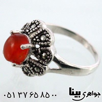 انگشتر عقیق یمنی زنانه بیضی طرح خاتون