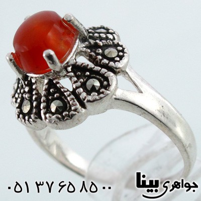 انگشتر عقیق یمنی زنانه بیضی طرح خاتون