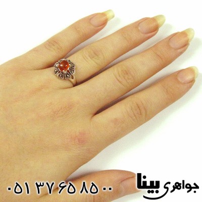 انگشتر عقیق یمنی زنانه بیضی طرح خاتون