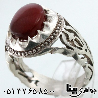 انگشتر عقیق یمنی مردانه اره کاری درشت