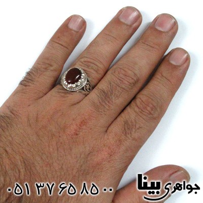 انگشتر عقیق یمنی مردانه اره کاری درشت