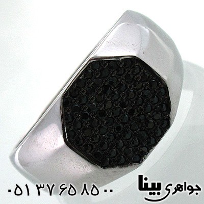 انگشتر عقیق سیاه (اونیکس) مردانه شش ضلعی