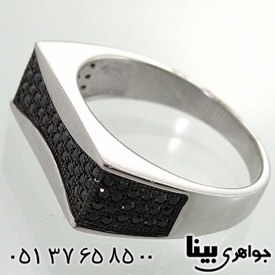 انگشتر عقیق سیاه (اونیکس) مردانه طرح مقعر