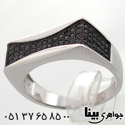 انگشتر عقیق سیاه (اونیکس) مردانه طرح مقعر