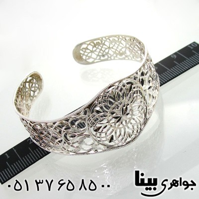 دستبند نقره زنانه ملیله پهن طرح چلچله