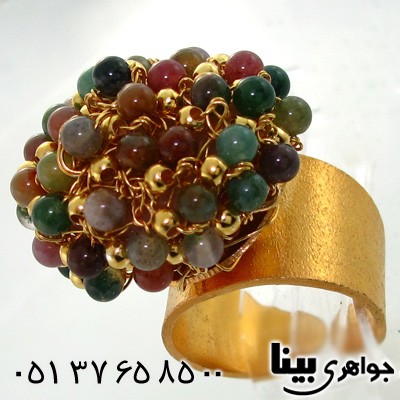 انگشتر تورمالین چندرنگ زنانه زیرخاکی درشت طرح گل
