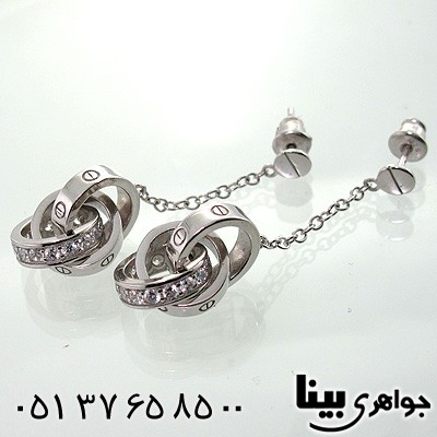 گوشواره نقره زنانه طرح کره چرخان