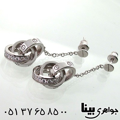 گوشواره نقره زنانه طرح کره چرخان