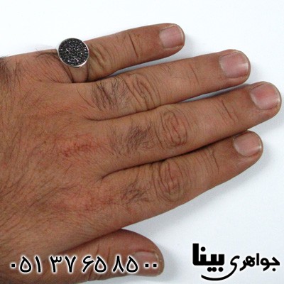 انگشتر عقیق سیاه (اونیکس) مردانه دایره میکرو ستینگ