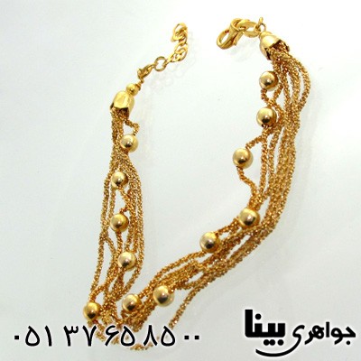 دستبند نقره زنجیری و توپی چند رشته ای