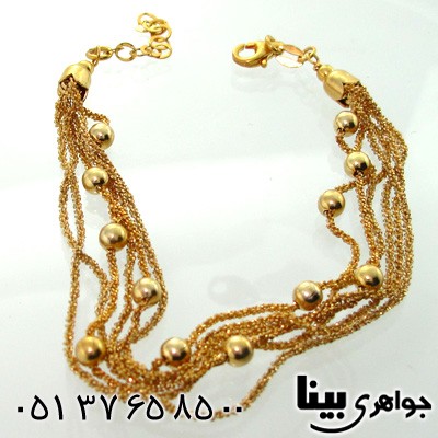 دستبند نقره زنجیری و توپی چند رشته ای