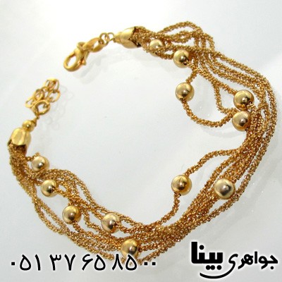 دستبند نقره زنجیری و توپی چند رشته ای