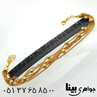 دستبند نقره زنجیری و توپی چند رشته ای