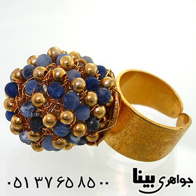 انگشتر تورمالین آبی زنانه طرح زیرخاکی درشت
