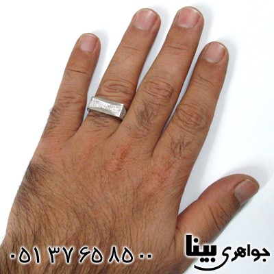 انگشتر نقره مردانه میکروستینگ مستطیلی