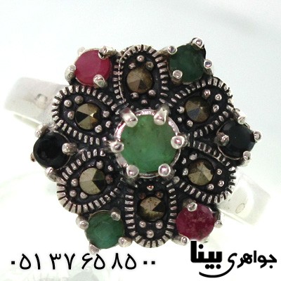 انگشتر چند جواهر زنانه طرح گل شش پَر