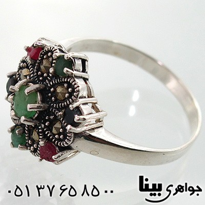 انگشتر چند جواهر زنانه طرح گل شش پَر