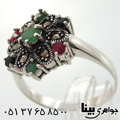 انگشتر چند جواهر زنانه طرح گل شش پَر