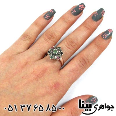 انگشتر چند جواهر زنانه طرح گل شش پَر