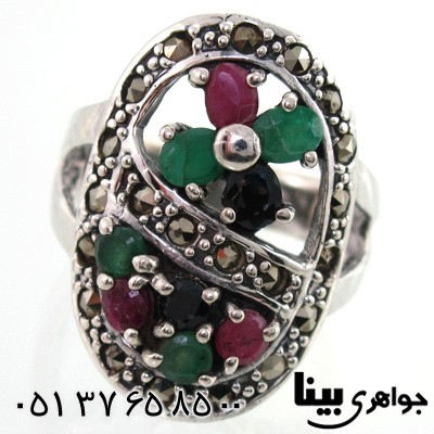 انگشتر چند جواهر زنانه بیضی درشت