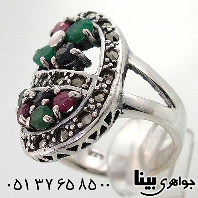 انگشتر چند جواهر زنانه بیضی درشت