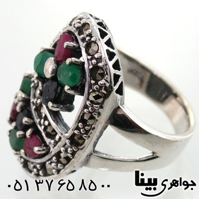 انگشتر چند جواهر زنانه بیضی درشت