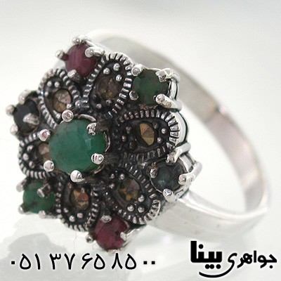 انگشتر چند جواهر زنانه گل تراش برلیانی