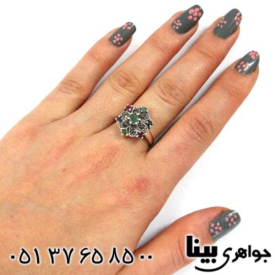 انگشتر چند جواهر زنانه گل تراش برلیانی