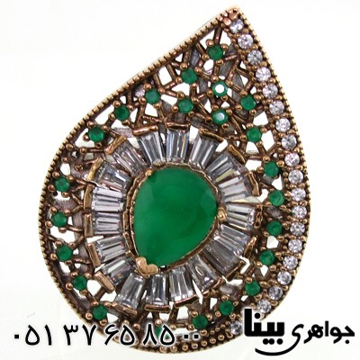 انگشتر ابسیدین سبز زنانه درشت طرح خاتون