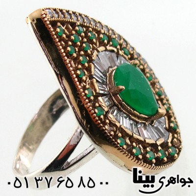 انگشتر ابسیدین سبز زنانه درشت طرح خاتون